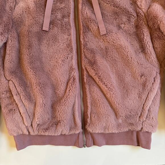Athleta Ritual Faux Fur Jacket Rose Pink NWOT Size XS NWOT Full Zip Front Hood - Picture 6 of 13